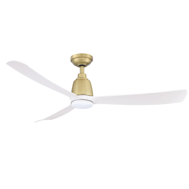 Kute 52 Inch Ceiling Fan Satin Brass with White Blades 14W LED