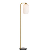 Lark Black Marble, Antique Gold and Opal Floor Lamp