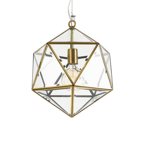 Lazlo Geometric Pendant Light Antique Brass - Small - Lighting Superstore