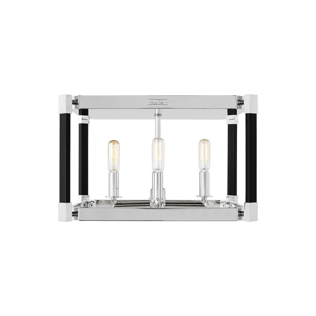 Hadley 4 Light Open Frame Flush Mount Polished Nickel and Black Leather Accents
