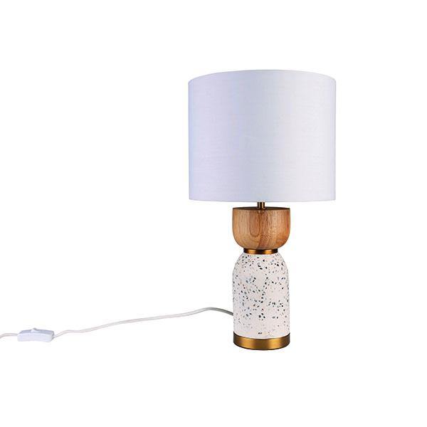 Lottie Table Lamp White and Timber - Lighting Superstore