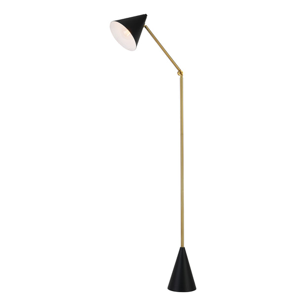 HADLEY Black and Brass Conical E27 Floor Lamp