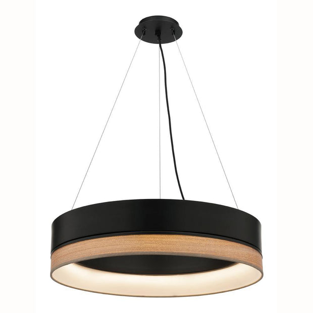 Fitzgerald LED Pendant Light Black and Timber - Lighting Superstore
