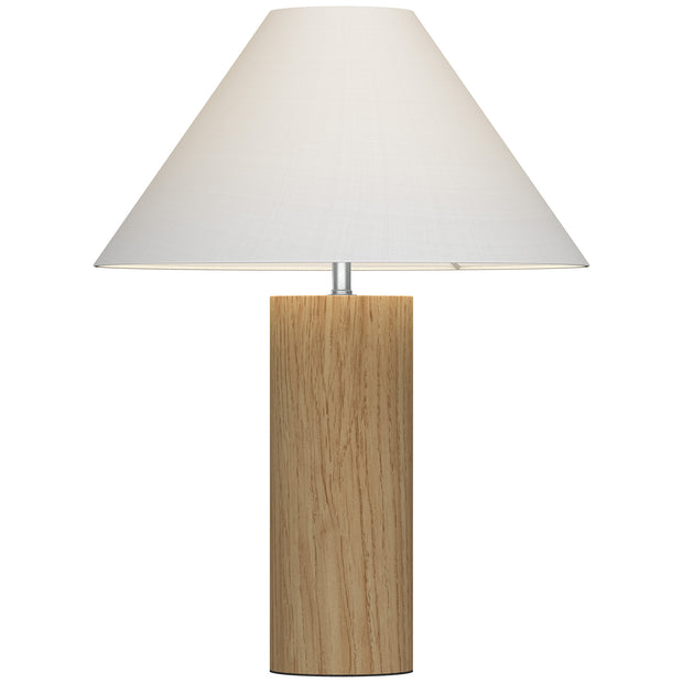 Kari Natural Wood Base with White Linen Shade E27 Table Lamp