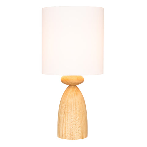 Fynn Wooden Base with White Linen Shade E27 Table Lamp