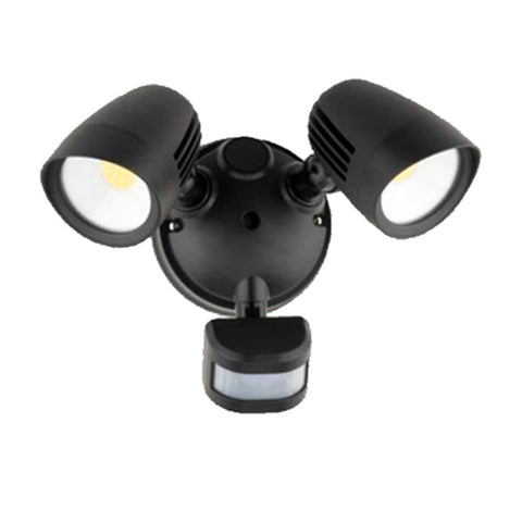 Cicero Twin Head LED Security Light With PIR Sensor In Black