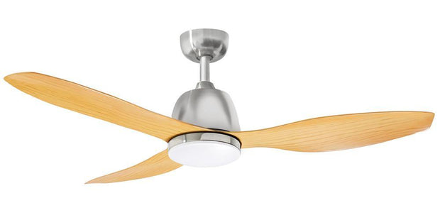 Elite 48 Ceiling Fan Nickel and Bamboo - 20w LED Light - Lighting Superstore