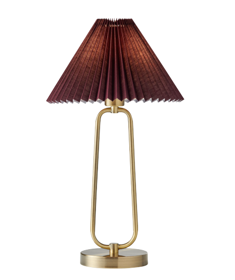 Nika Antique Brass Table Lamp w/ Pleated Shade