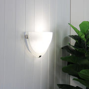 Remo 30cm Wall Sconce Alabaster and Chrome Brushed Chrome