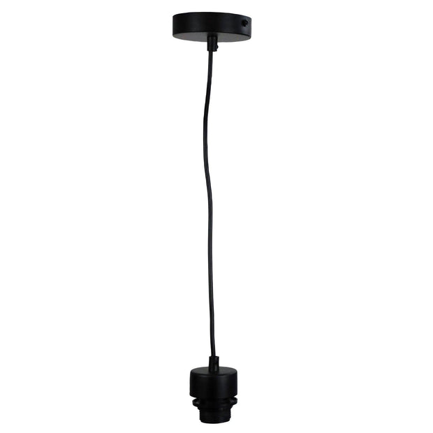 Suspension 1.8m Flat Top Black with black cable - Lighting Superstore