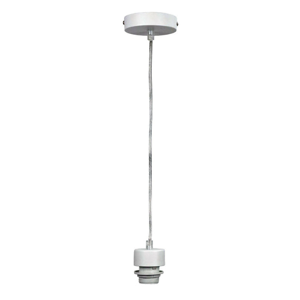 Suspension 1.8m Flat Top White with clear cable - Lighting Superstore