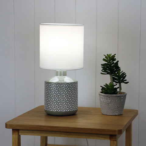 Celia Table Lamp Grey With White Shade Grey
