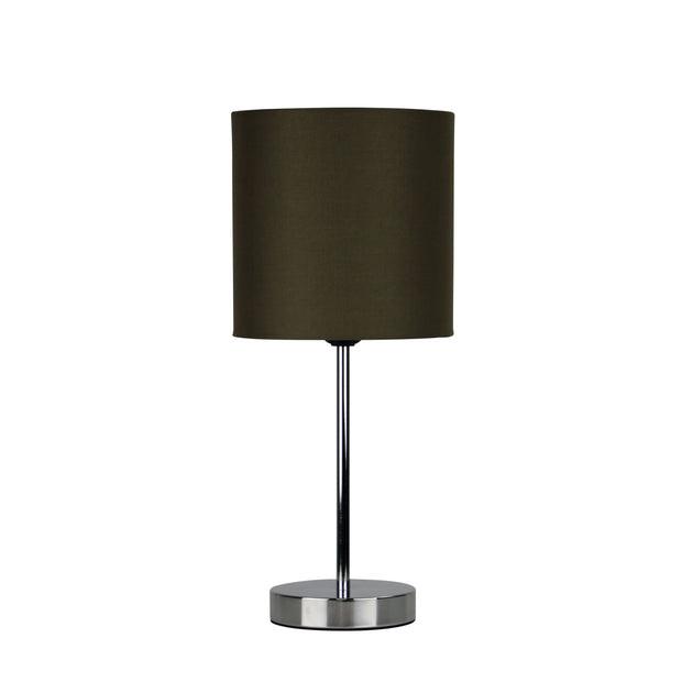 Zola Table Lamp Chrome and Taupe Shade Taupe