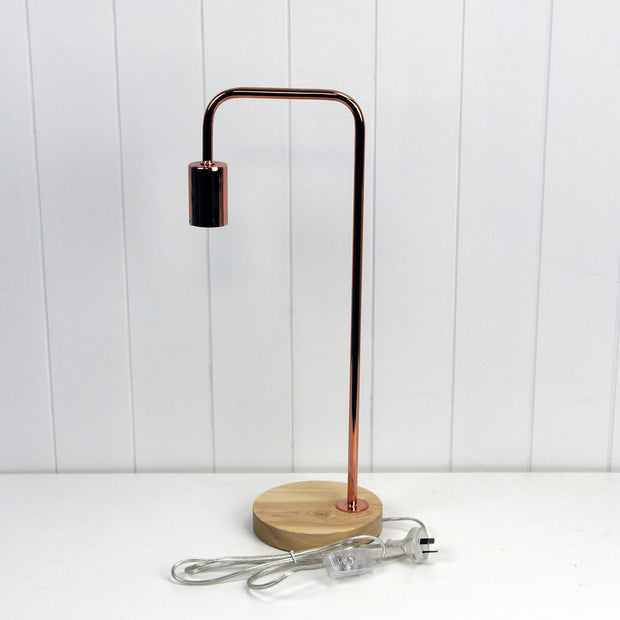 Lane Table Lamp Base Timber With Copper Arm Copper