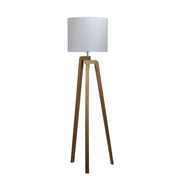 Lund Timber Floor Lamp With White Cotton Shade Timber