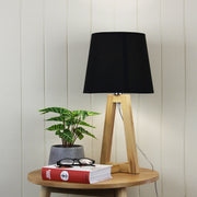 Edra Table Lamp With Black Cotton Shade Timber