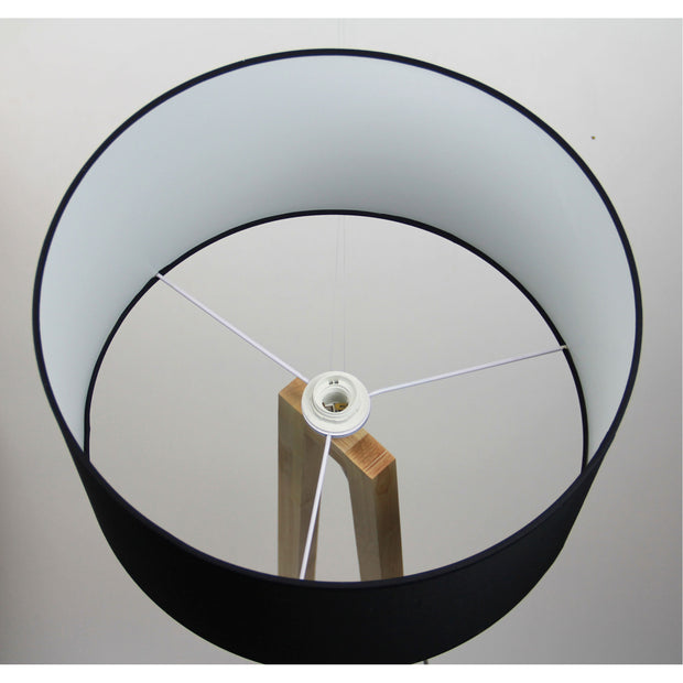 Edra Floor Lamp Timber With Black Cotton Shade Timber