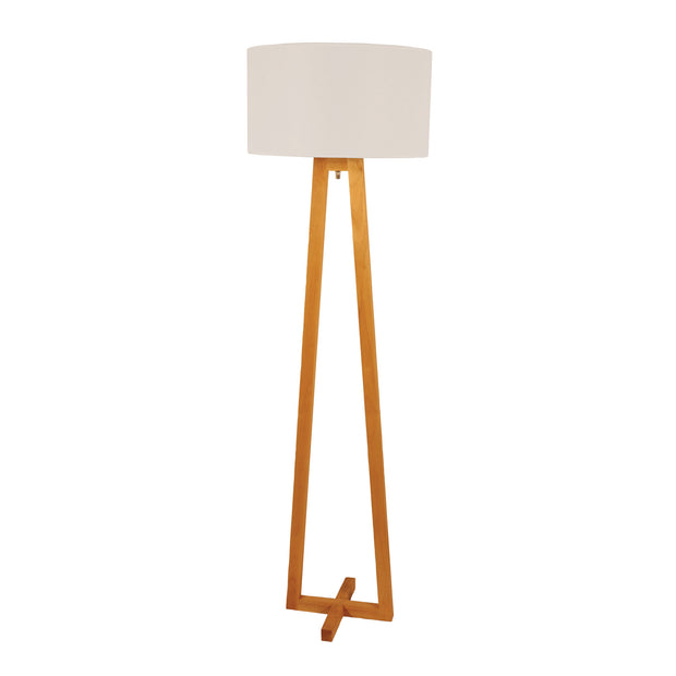 Edra Floor Lamp Timber With White Cotton Shade Timber