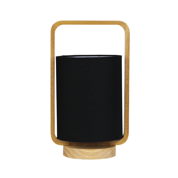 Lucia Table Lamp Wood and Black Shade Black