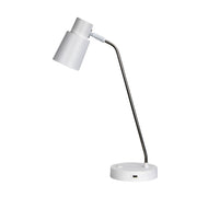 Rik Desk Lamp With USB White and Brushed Chrome White