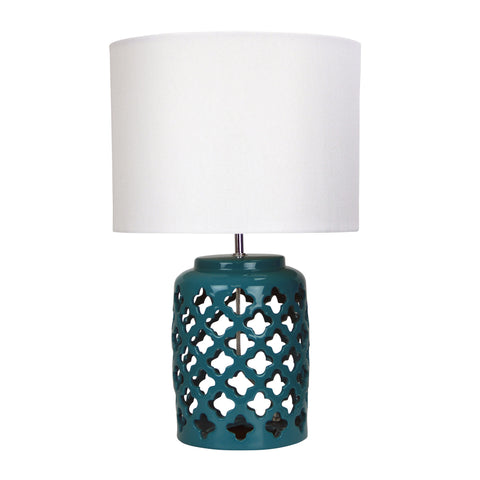 Casbah Teal Ceramic Table Lamp Blue