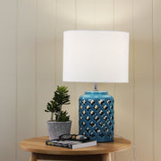 Casbah Teal Ceramic Table Lamp Blue