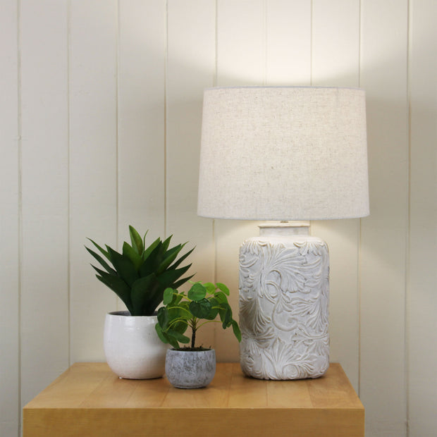 Andorra White Washed Table Lamp White