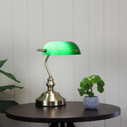 Bankers Lamp Touch Antique Brass and Green Antique Brass