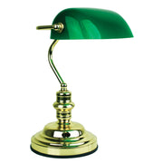 Bankers Lamp Touch Brass and Dark Green Brass