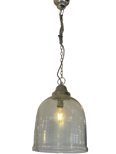 Oswold 32cm x 40cm high Dome Glass and Chrome glass Pendant Light