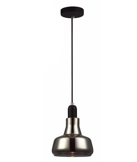 Penola Pendant Light Black Dome Smoke Glass - Lighting Superstore