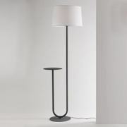 Esta Charcoal Grey Floor Lamp with table surface & D40cm Shade in White