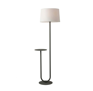 Esta Charcoal Grey Floor Lamp with table surface & D40cm Shade in White