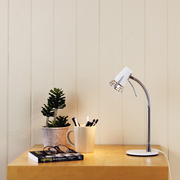 Scoot LED Desk Lamp White and Chrome White