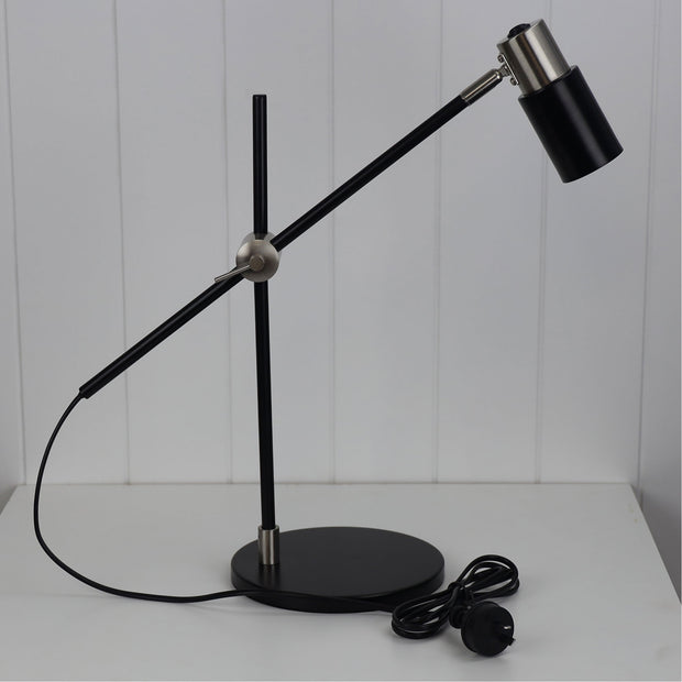 Charlie Desk Lamp Black and Brushed Chrome