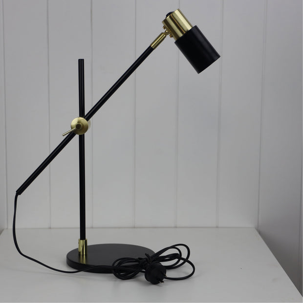 Charlie Desk Lamp Black and Satin Brass