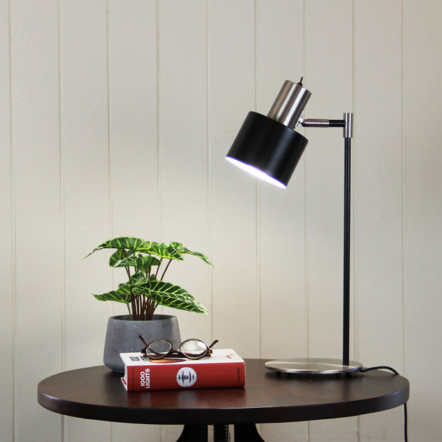Ari Desk Lamp Black With Brushed Chrome Head Brushed Chrome