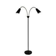 Walt Twin Floor Lamp Brushed Chrome and Black Black and Brushed Chrome