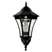 Traditional Black Wall Light with Motion Sensor Curved Frame Warm White - SOLAR