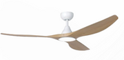 Surf 60 Inch DC White Ceiling Fan with Oak Blades with 20w LED Tri Colour