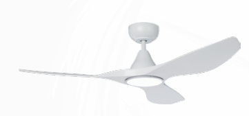 Surf 48 Inch DC White Ceiling Fan with 20w LED Tri Colour