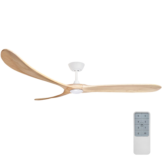 Timbr 72 DC Ceiling Fan White and Natural Timber with 17W LED