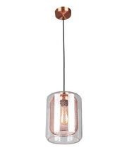 Tono Glass Oblong Pendant Light with Copper Mesh Insert - Lighting Superstore