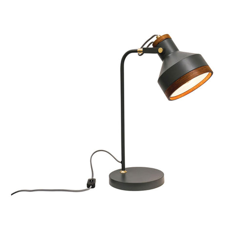 Clinton Table Lamp Grey and Timber - Lighting Superstore