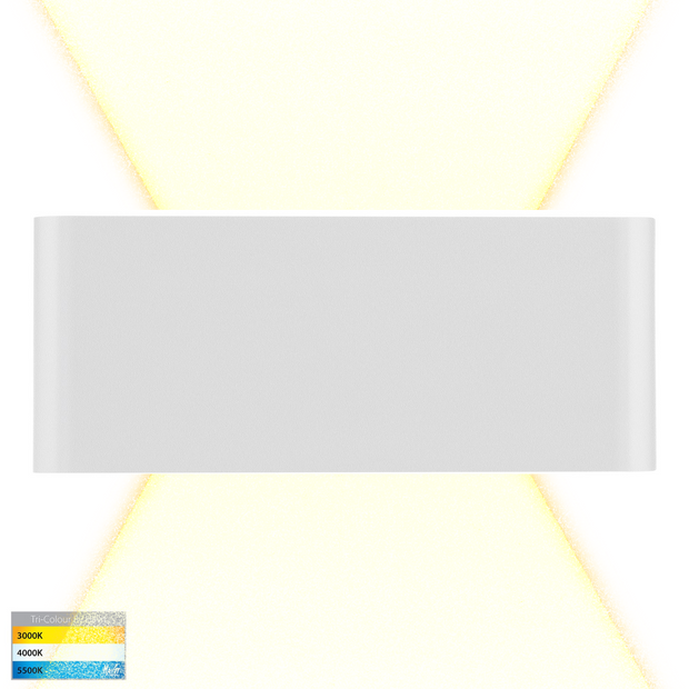 Lisse White Surface Mounted Up/down Wall Light 2 x 12w Built-in Tri Colour