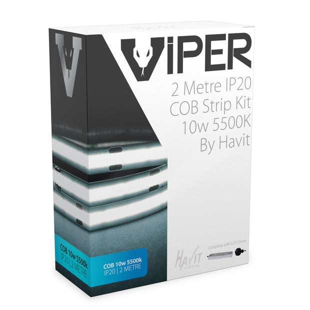 Viper 10w per metre 2m COB 5500K Daylight LED Strip Kit - IP20 complete with plug