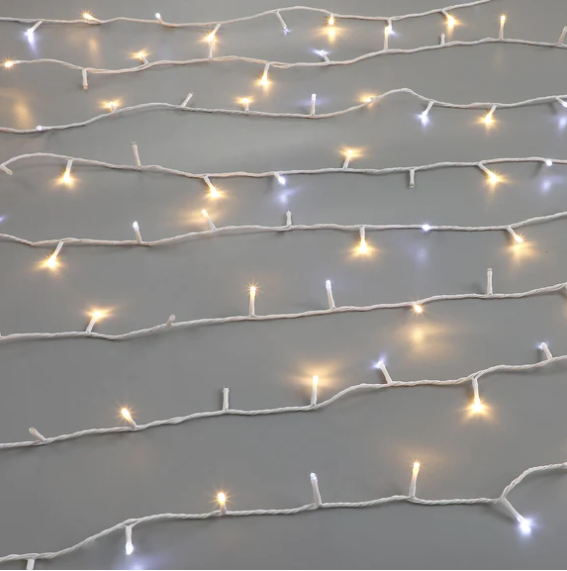 400 Sparkle LED Connectable String Light - White Cable - Warm White + White Flicker