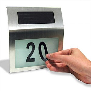 Stainless Steel Illuminated House Number Cool White - SOLAR