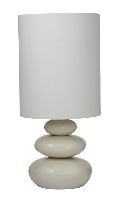 Pebble stacked ivory cream table lamp w ivory shade - Lighting Superstore