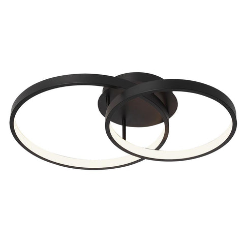 Zola 54w LED 2 Ring Close to Ceiling Light Black